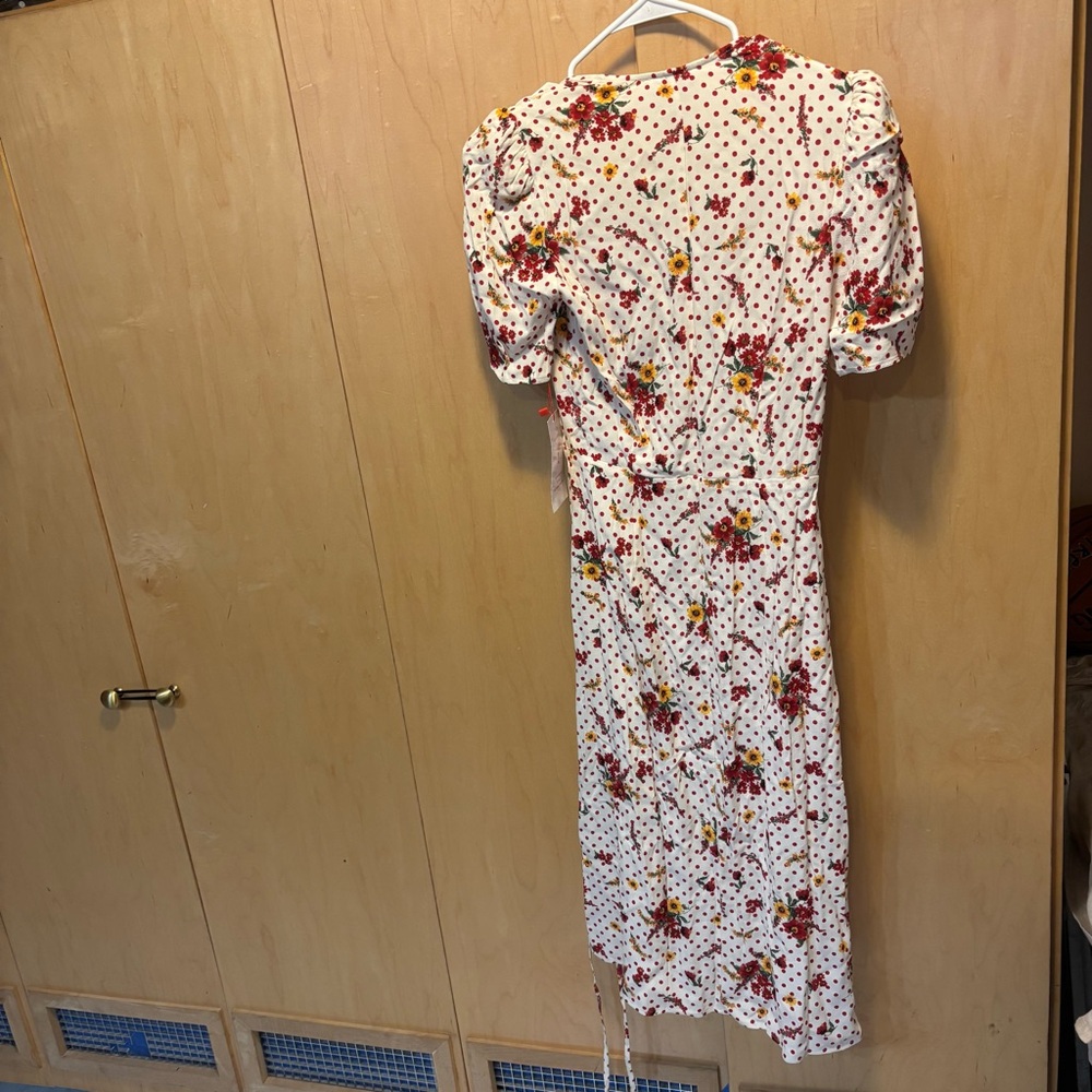 Rouje Gabin Dress Midi Wrap Ecru Floral Dot Size 34 - Picture 5 of 5